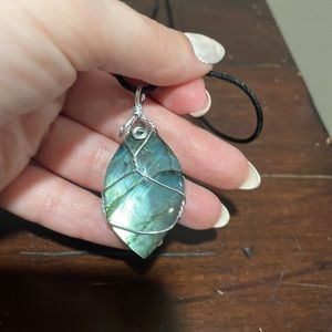 Beautiful brand new labradorite wire, wrapped pendant necklace  adjustable
